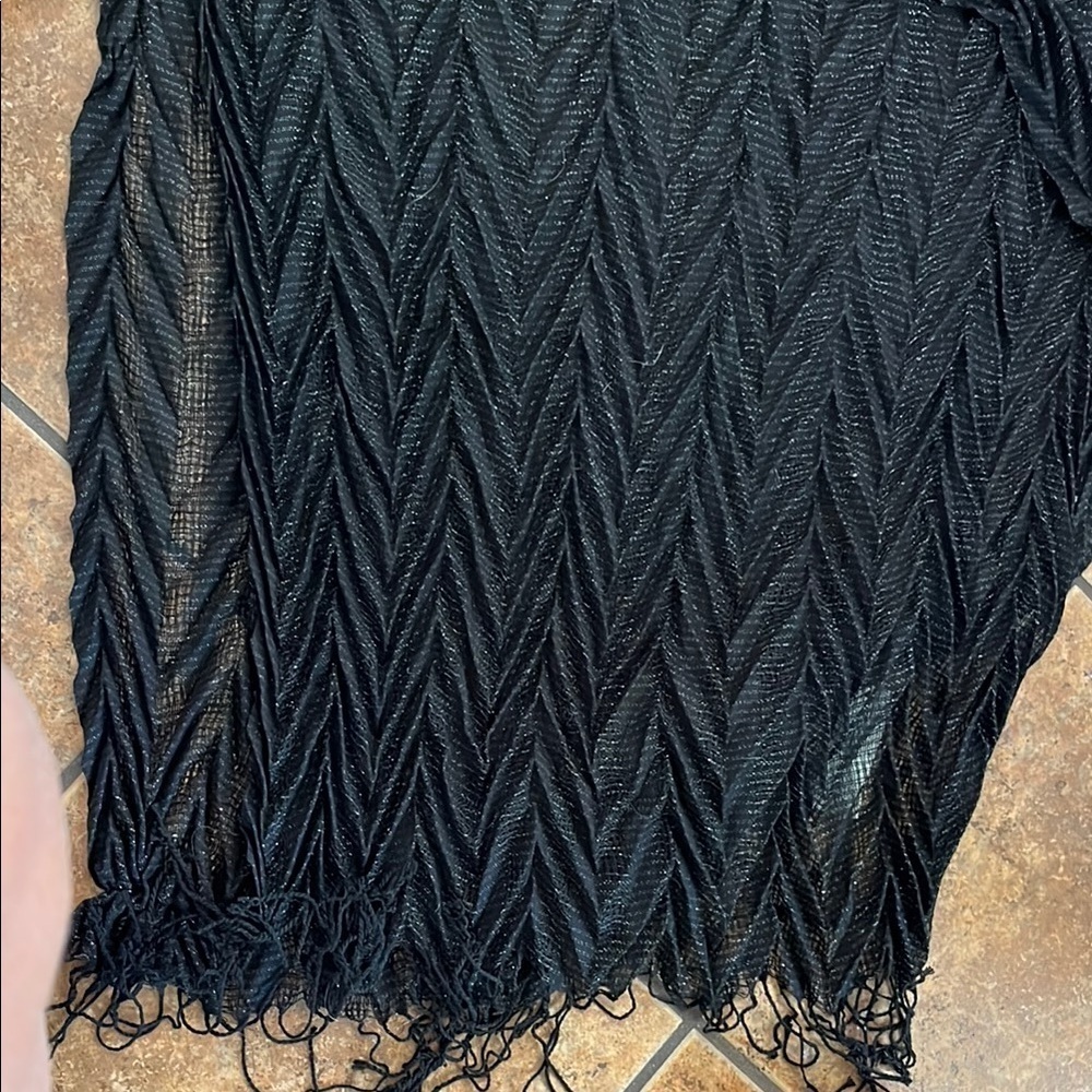 Black Chevron Fringe Shawl New York Company